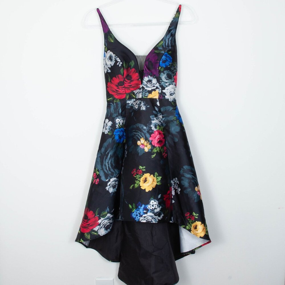 Sequin Hearts‎ Womens Floral Hi Low Sleeveless Cocktail Dress Size 3 Whimsigoth